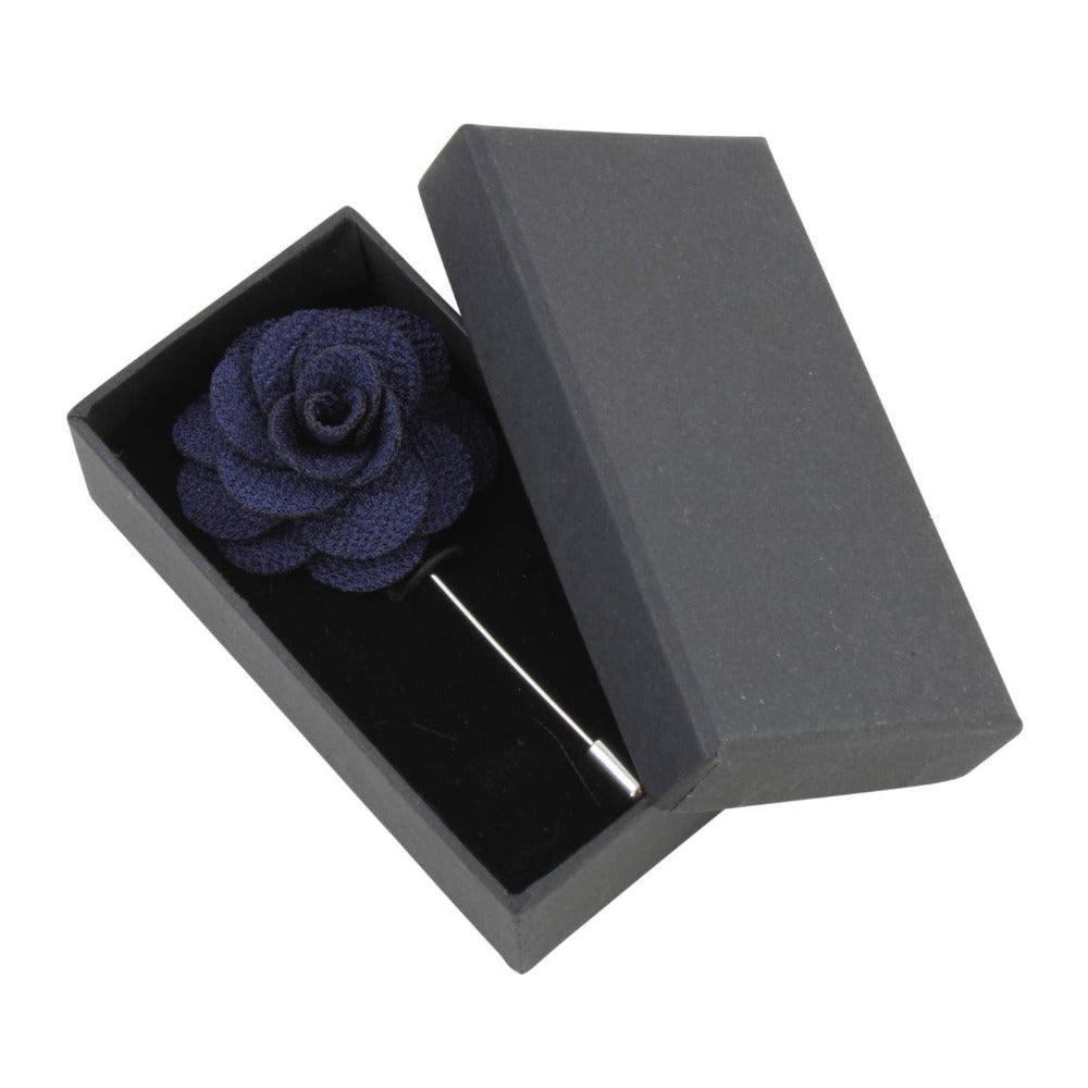 David Aster - Navy Flower Lapel Pin