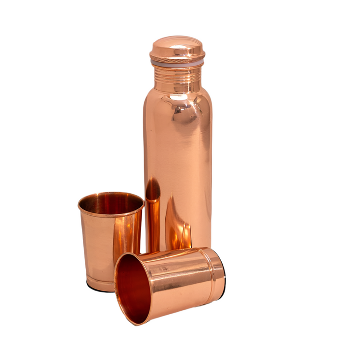 Ren Kobbersæt: Flaske (1 l) + 2 Bægre (300 ml) Glat - Bartender Gear fra Ayurveda Specialist B.V. hos The Prince Webshop