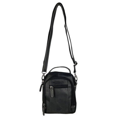 Arrigo Leather Crossbody Shoulder Bag & Belt Bag - Sort