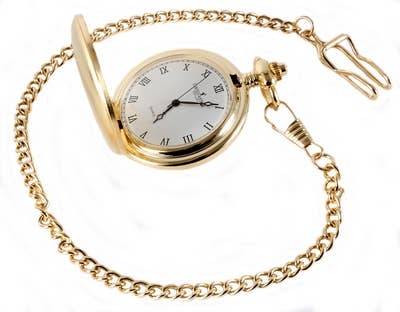 Gold Brushed Quartz Full Hunter Pocket Watch - Ur fra David Aster Collection hos The Prince Webshop