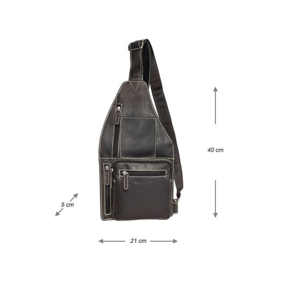 Arrigo Crossbody Shoulder Bag Buffalo Leather - Dark Brown