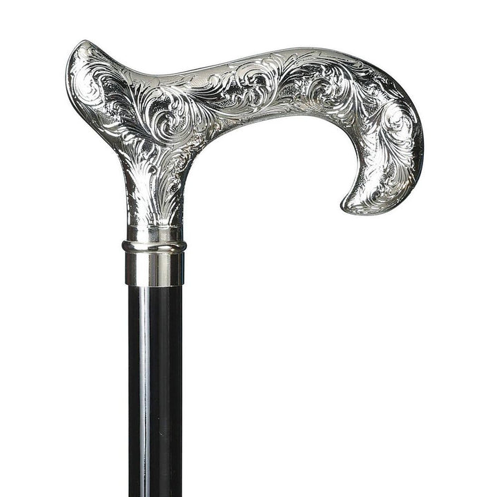 Elegant Justerbar Alu Stok - Derby Graveret Chrome - Spaderestok fra Ottavio Recalcati di Renato hos The Prince Webshop