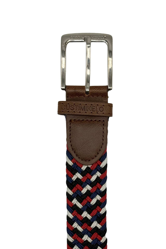 Custi Mikelo Rød-Navy-Hvid Flettet Elastisk Bælte - Bælte fra Custi Mikelo hos The Prince Webshop