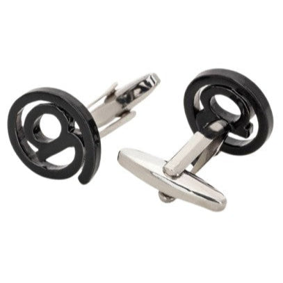 Manchetknapper Kreative Designs – 100% Rhodium – model Symbol @ Sort - Manchetknapper fra Núñez de Arenas hos The Prince Webshop