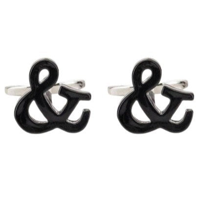 Manchetknapper Kreative Designs – 100% Rhodium – model Symbol & Sort - Manchetknapper fra Núñez de Arenas hos The Prince Webshop