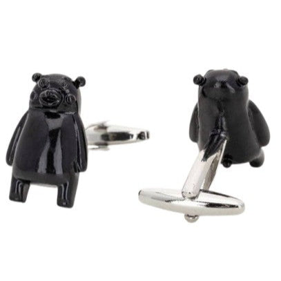Manchetknapper Kreative Designs – 100% Rhodium – model Sort Bjørn - Manchetknapper fra Núñez de Arenas hos The Prince Webshop