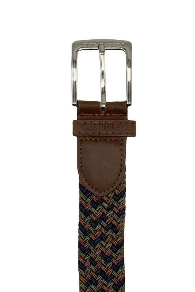 Custi Mikelo Brun-Khaki-Navy Flettet Elastisk Bælte - Bælte fra Custi Mikelo hos The Prince Webshop
