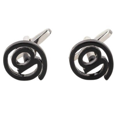 Manchetknapper Kreative Designs – 100% Rhodium – model Symbol @ Sort - Manchetknapper fra Núñez de Arenas hos The Prince Webshop