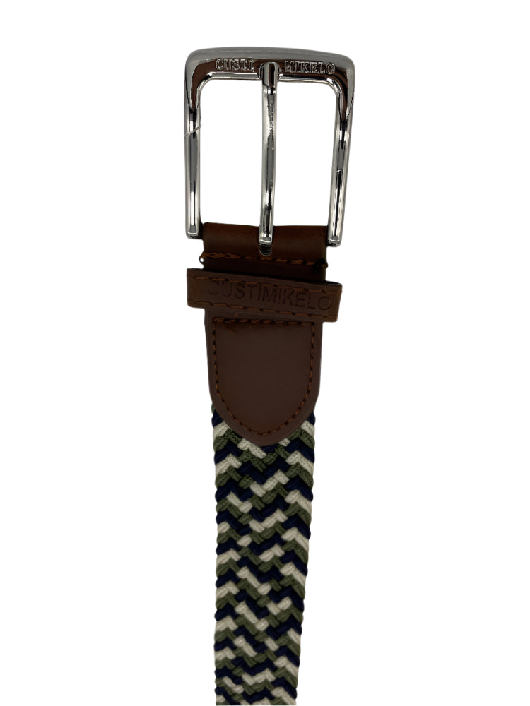 Custi Mikelo Kaki-Beige-Sort Flettet Elastisk Bælte - Bælte fra Custi Mikelo hos The Prince Webshop