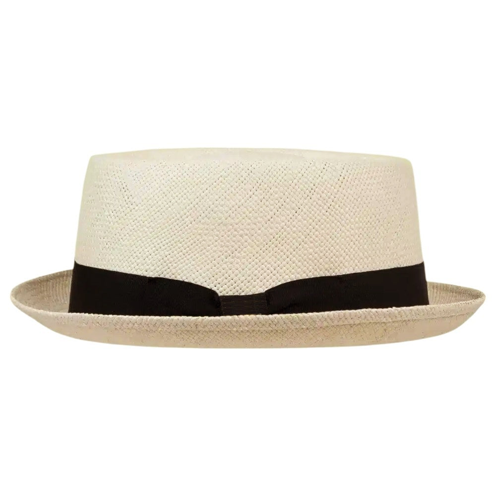 MJM LEO Pork Pie Panama Strå Hat - Natur / Sort - Hat fra MJM Hats hos The Prince Webshop