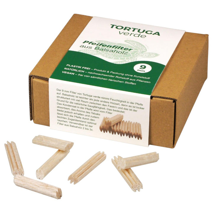 Tortuga Verde 9 mm Balsa Filter til Pibe - 110 stk - Pibe Tilbehør fra Tortuga Verde hos The Prince Webshop