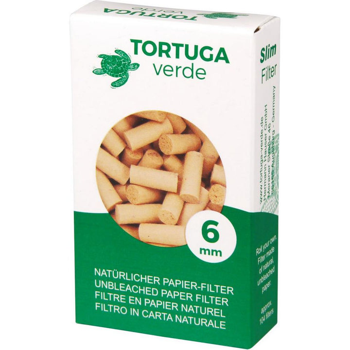 Tortuga Verde 6 mm Slim Papir Filter  - 104 stk