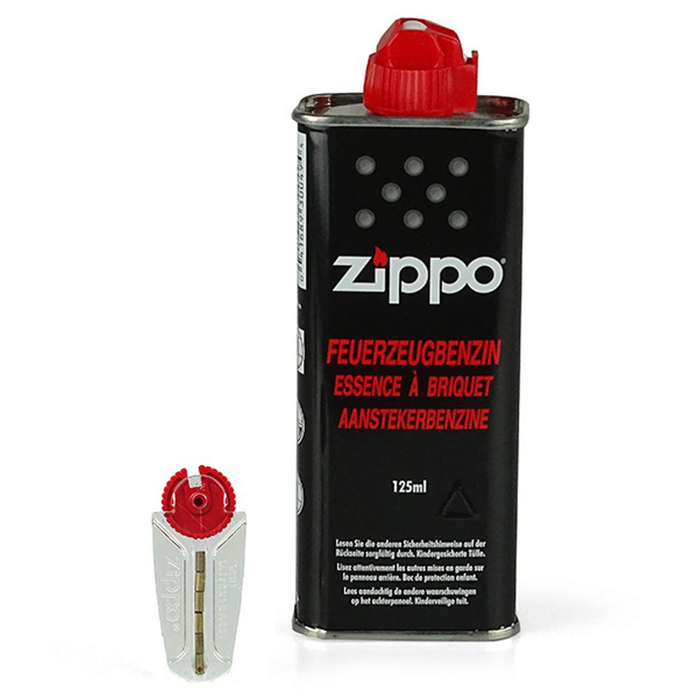 Alkuperäinen lahjapakkaus Zippo Ligherille bensiinillä ja kivillä