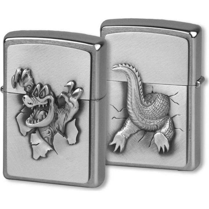 Zippo Gator Lighter in Wooden Box with Mirror