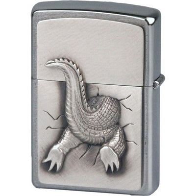 Zippo Gator Lighter in Wooden Box with Mirror