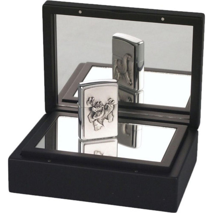 Zippo Gator Lighter in Wooden Box with Mirror