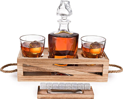 Bezrat - Decanter and Whiskey 2 Glasses with Chilling Rocks Stones - Whiskey Karaffel fra Bezrat Barware USA hos The Prince Webshop