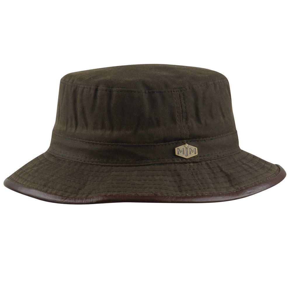 MJM 10044 Wax Cotton Brown Oilskin - Bucket Hat i Brun - S (56 cm) - Bucket Hat fra MJM Hats hos The Prince Webshop