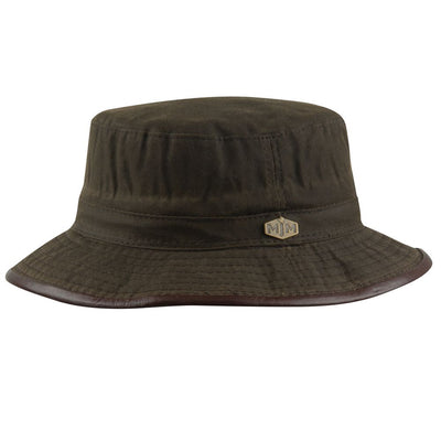 MJM 10044 Wax Cotton Brown Oilskin - Bucket Hat i Brun - Bucket Hat fra MJM Hats hos The Prince Webshop