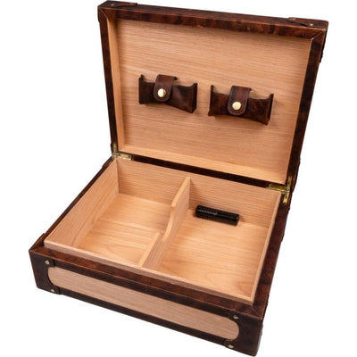Passatore Humidor Brown Leather and Wood - Cigar Humidor fra Passatore hos The Prince Webshop