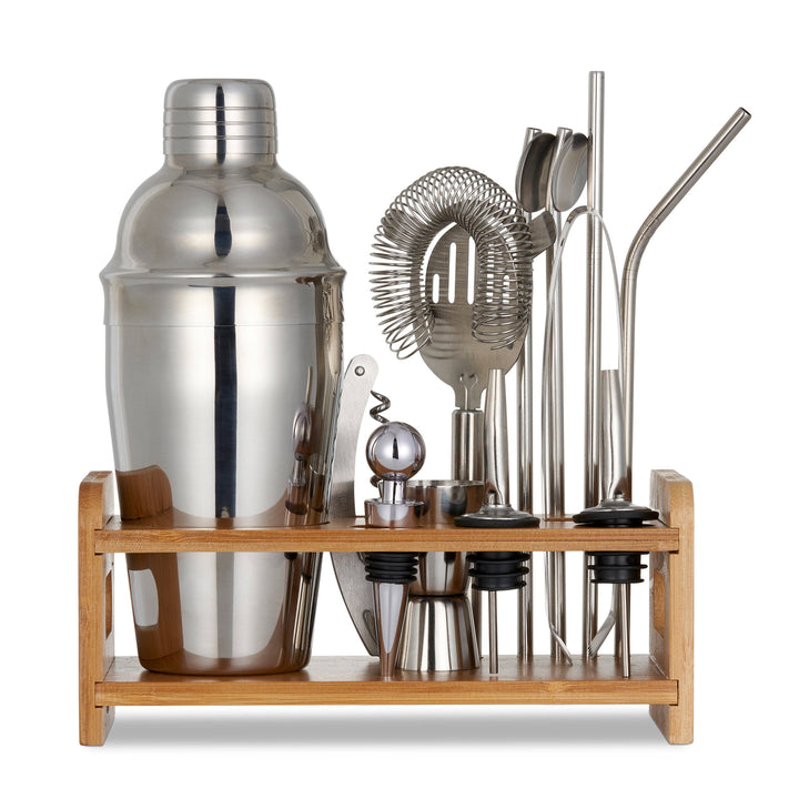 Oak & Steel - 13 Pcs Silver Cocktail Set - Bar Sæt fra Oak & Steel hos The Prince Webshop