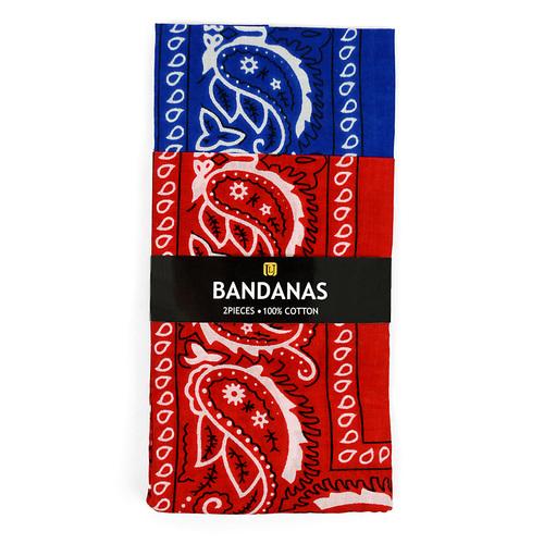 2 pak Bandanas - Rød & Blå Bomuld Paisley - Bandana fra Umo Lorenzo hos The Prince Webshop