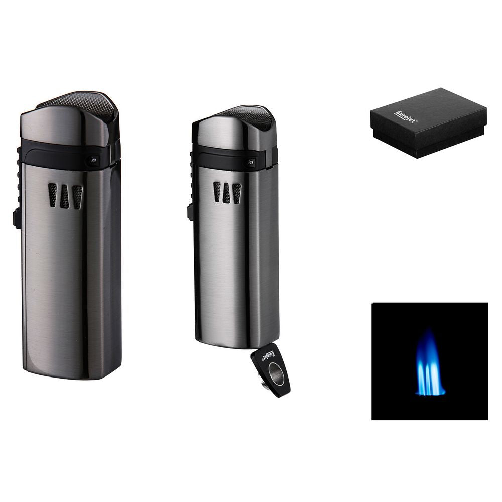 Eurojet Cigar Jet Lighter med Puncher - Sølv Antracit - Lighter fra Eurojet hos The Prince Webshop