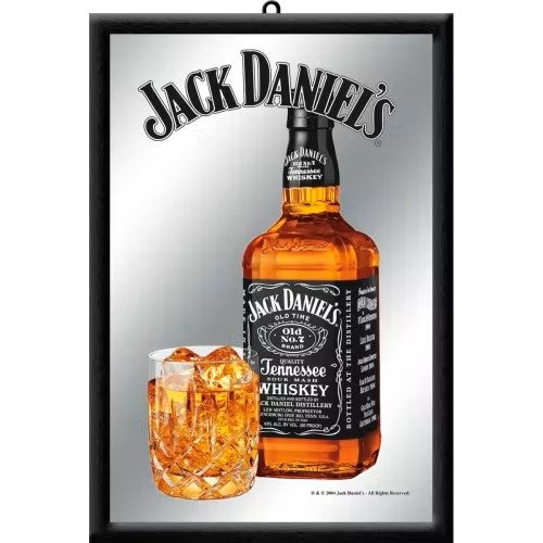 Jack Daniels Bottle + Glass Bar Mirror - Bar Spejl - Bar Spejl fra Retroworld hos The Prince Webshop