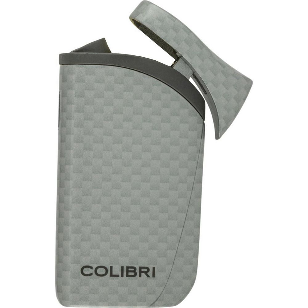 COLIBRI lighter Falcon II - silver carbon angled jet flame - Lighter fra Colibri hos The Prince Webshop