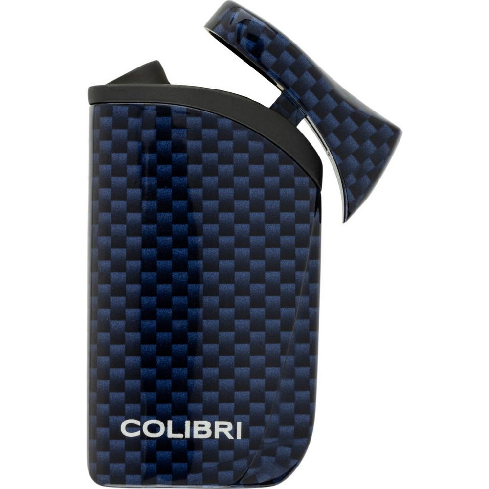 COLIBRI lighter Falcon II - blue carbon angled jet flame - Lighter fra Colibri hos The Prince Webshop