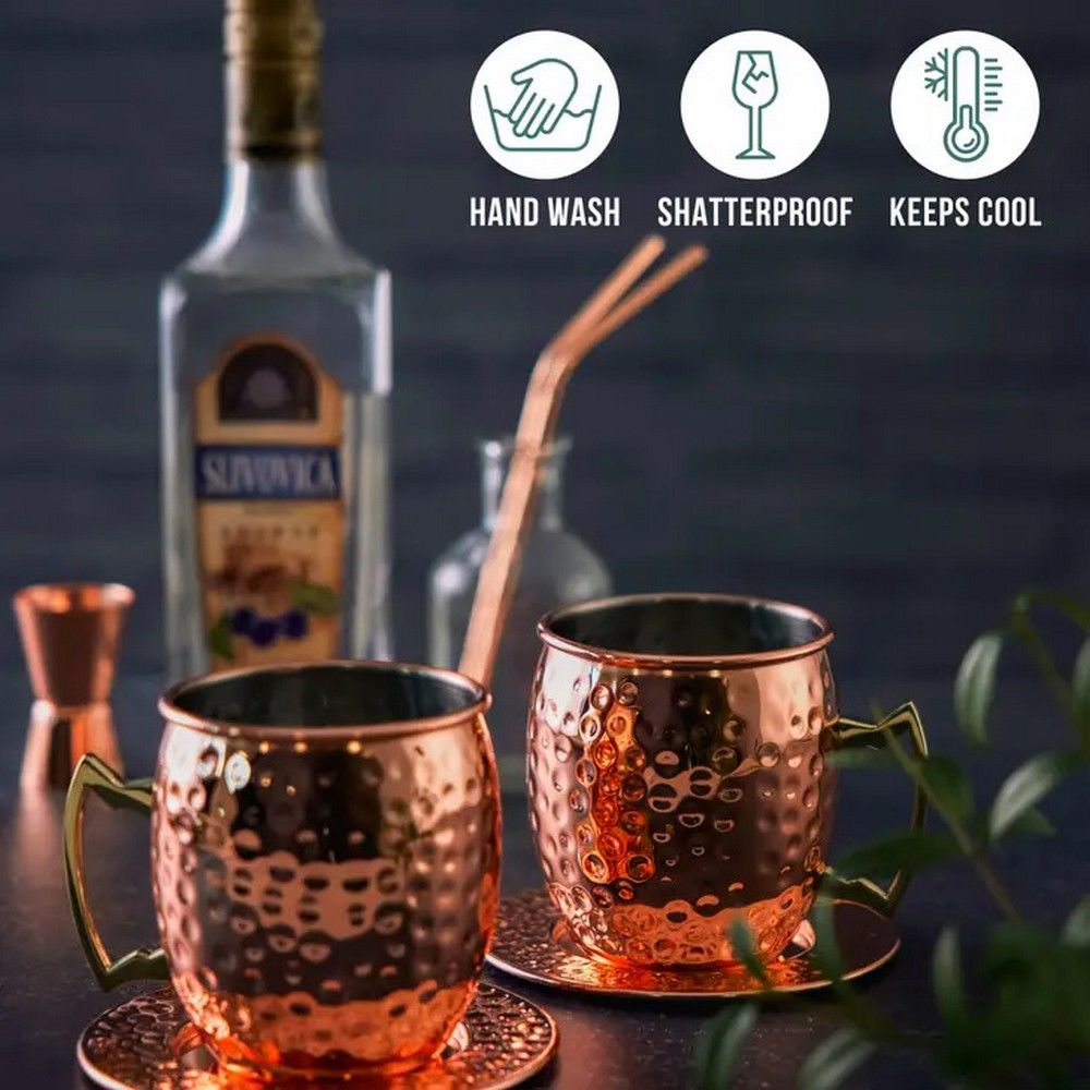 Oak & Steel - 2 Copper Mule Cocktail Mugs - Sæt til 2 - Cocktail Glas fra Oak & Steel hos The Prince Webshop