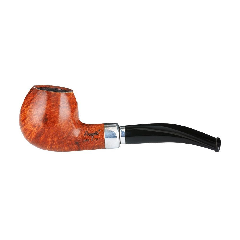 Angelo Lux Pipe - Light Brown Bruyere - Slightly Bent with Ring