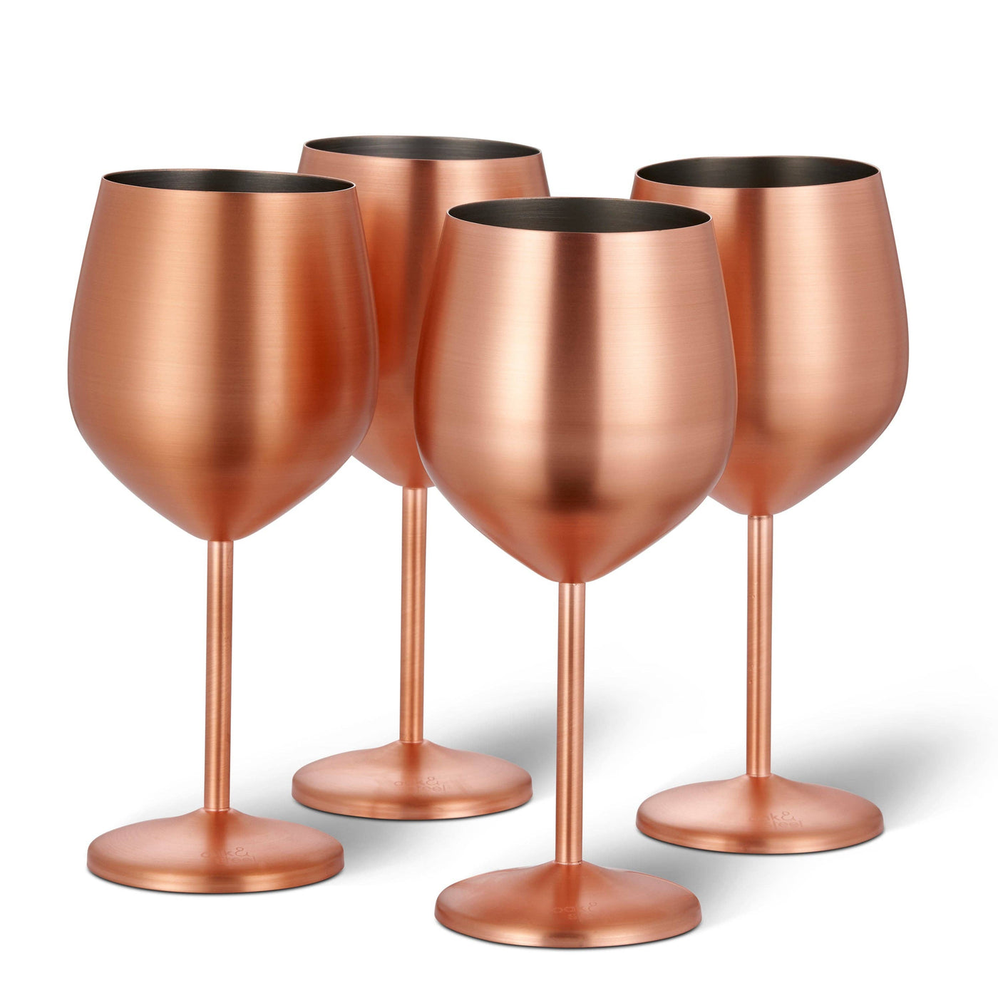 Oak & Steel - 4 Matte Rose Gold Wine Glasses - Rustfrit Stål - Vin Glas fra Oak & Steel hos The Prince Webshop