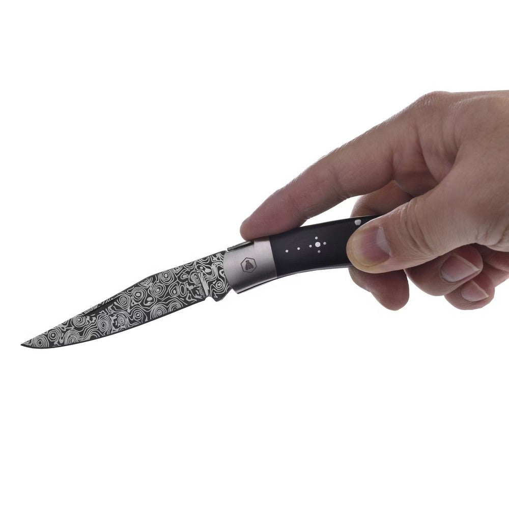 Laguiole Folding Knife - Damascus Black