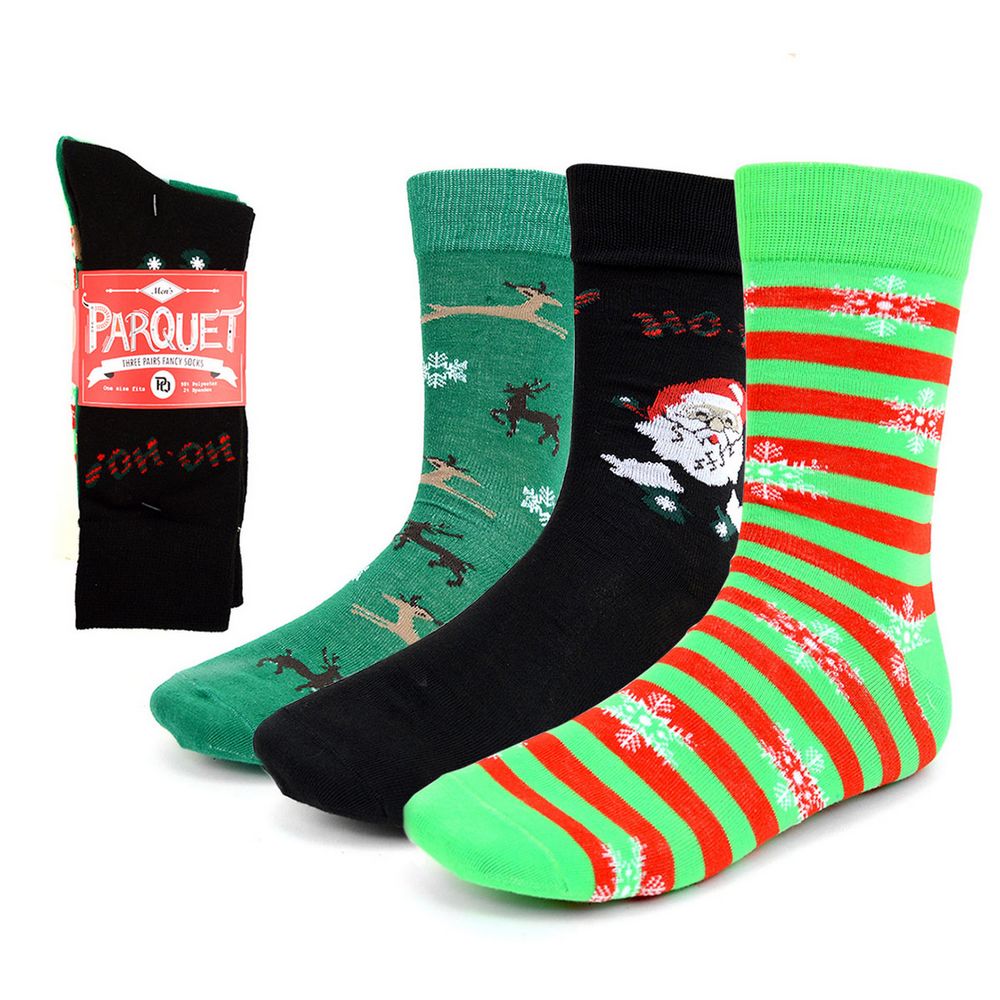 3 par Christmas Holiday Crew Socks - Jule Strømper - Herre Strømper fra Parquet hos The Prince Webshop