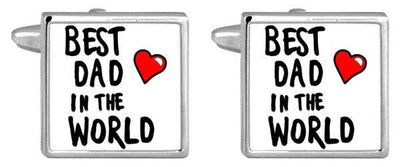 Best Dad In The World Rhodium Plated Cufflinks -  fra Dalaco - incorporating David Aster hos The Prince Webshop