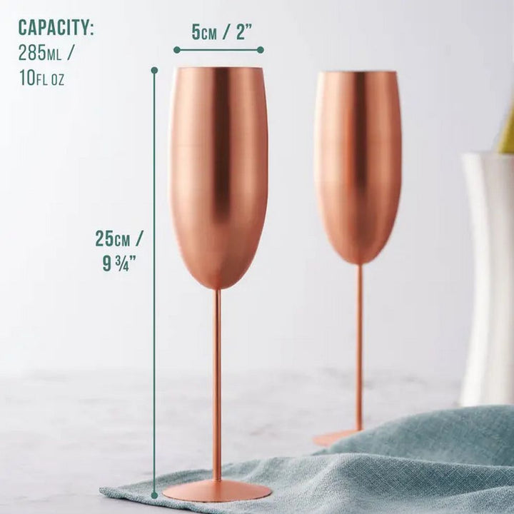 Oak & Steel - 4 Matte Rose Gold Champagne Flutes - Champagne Glas fra Oak & Steel hos The Prince Webshop