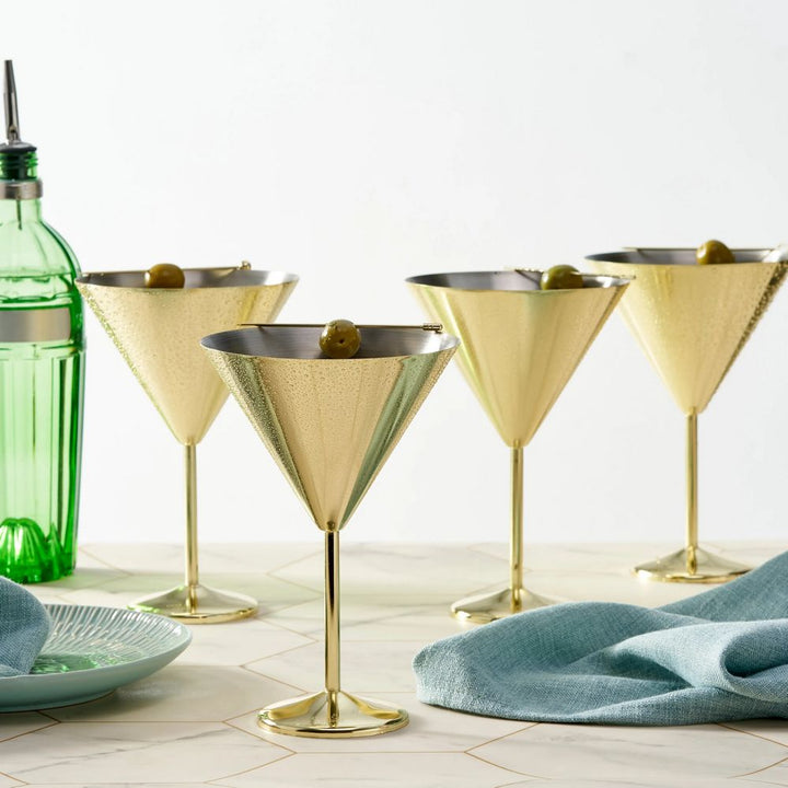 Oak & Steel - 4 Matte Gold Martini Cocktail Glasses - Cocktail Glas fra Oak & Steel hos The Prince Webshop