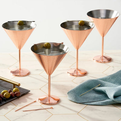 Oak & Steel - 4 Matte Rose Gold Martini Cocktail Glasses - Cocktail Glas fra Oak & Steel hos The Prince Webshop