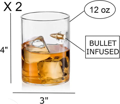 2 Stk. Unikke Bezrat Bullet Whiskey Glas - Whiskey Glas fra Bezrat Barware USA hos The Prince Webshop