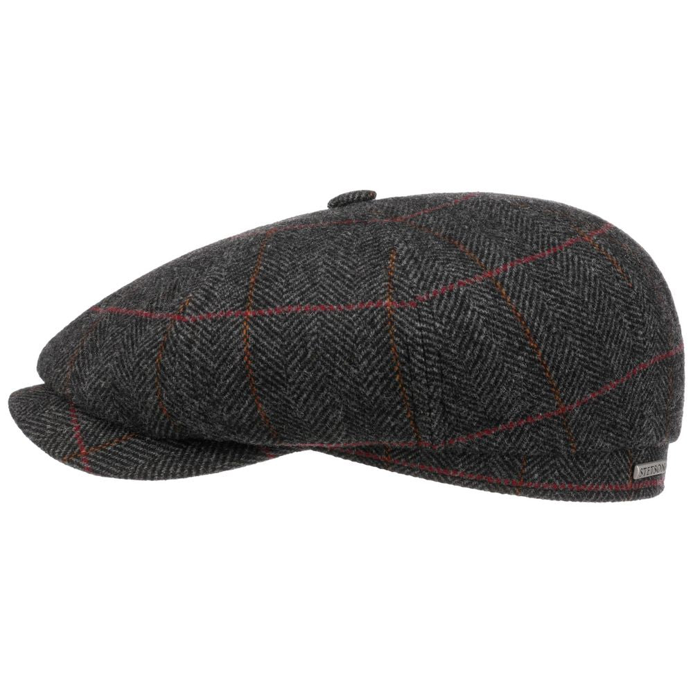 Stetson Hatteras Wool Dark Grey Herringbone Sixpence Flat Cap - Flat Cap fra Stetson hos The Prince Webshop