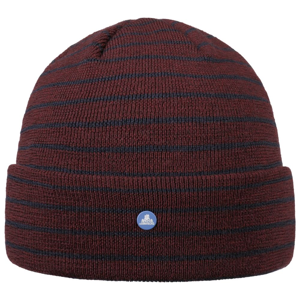 Hammaburg Blå & Bordeaux Stribet Beanie Hue & Halstørklæde - Hue & Halstørklæde fra Hammaburg hos The Prince Webshop