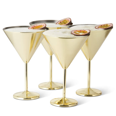 Oak & Steel - 4 Matte Gold Martini Cocktail Glasses - Cocktail Glas fra Oak & Steel hos The Prince Webshop