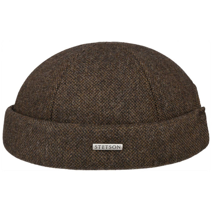 Stetson Docker Wool i Nistret Mønster - Brunmeleret - Hue fra Stetson hos The Prince Webshop