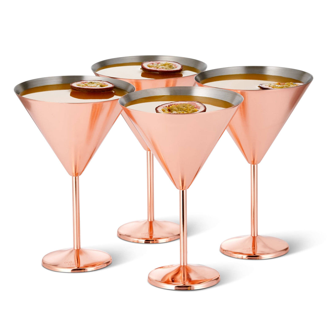 Oak & Steel - 4 Matte Rose Gold Martini Cocktail Glasses - Cocktail Glas fra Oak & Steel hos The Prince Webshop