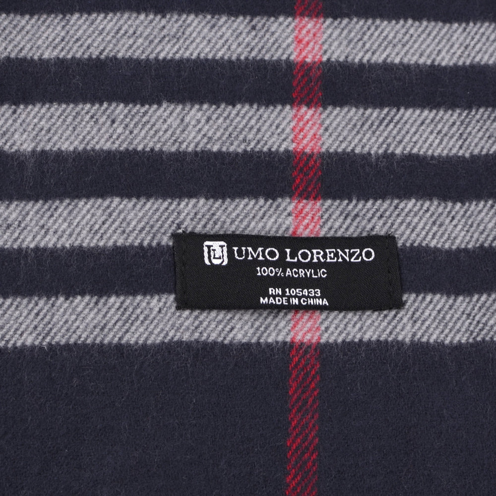 Smart Plaid Cashmere Feel Halstørklæde i Acryl - Navy - Halstørklæde fra Umo Lorenzo hos The Prince Webshop