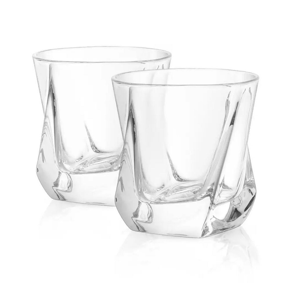 Aurora Crystal Whiskey Glasses - Sæt af 2 Whisky Glas - Whiskey Glas fra JoyJolt USA hos The Prince Webshop