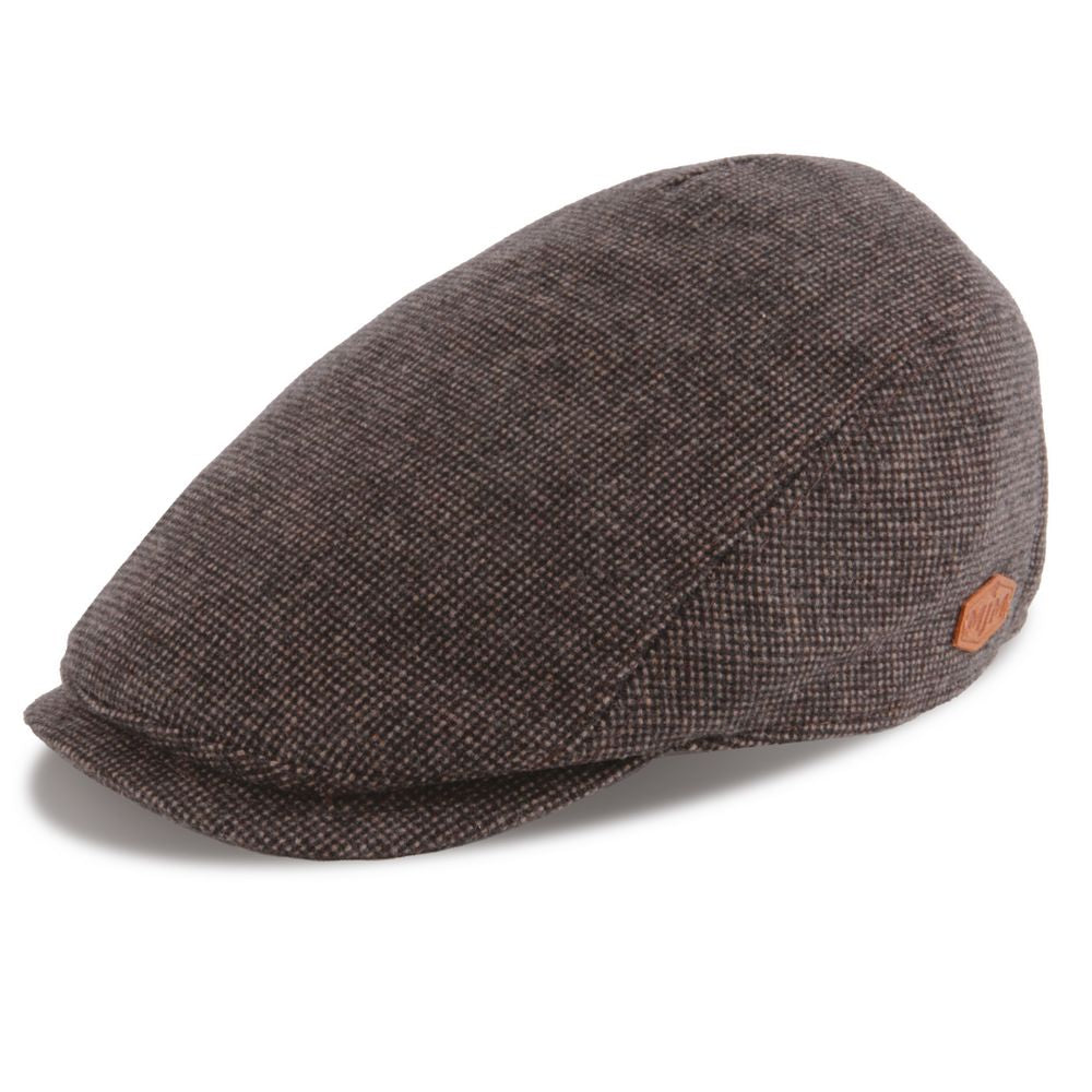 MJM BANG 63 Flat Cap - Brun Småternet Uldmix Sixpence - Flat Cap fra MJM Hats hos The Prince Webshop