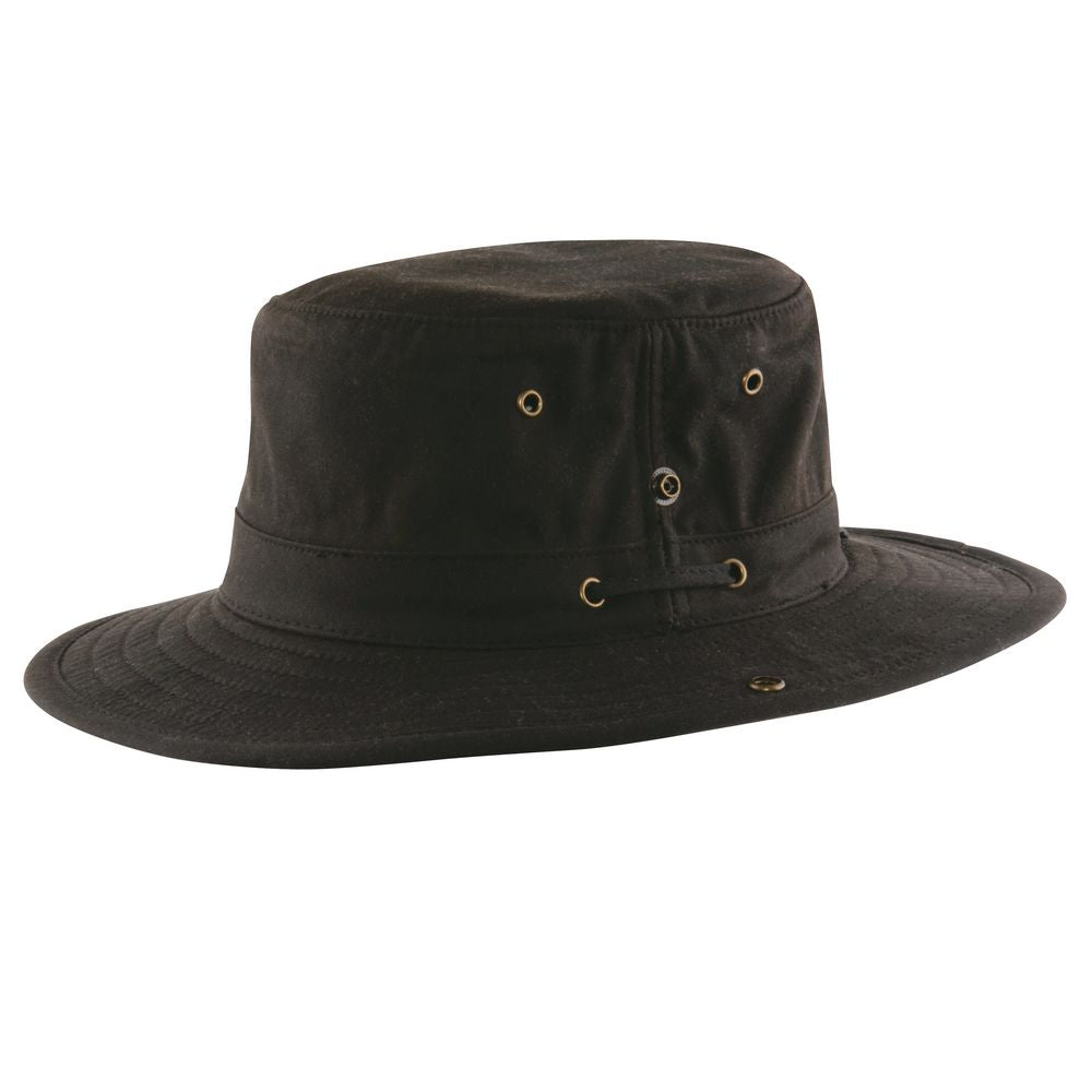 MJM Berghuis 10169 Oilskin Safari Bucket Hat i Brun - Bucket Hat fra MJM Hats hos The Prince Webshop