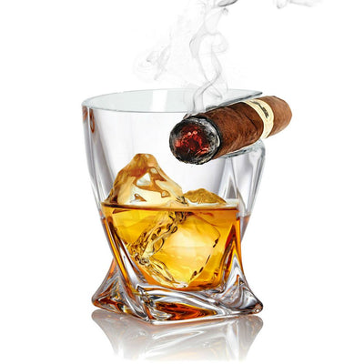 2 Stk. Cigar Whiskey Glasses - Old Fashioned Twist Whiskey Glass - Whiskey Glas fra Bezrat Barware USA hos The Prince Webshop